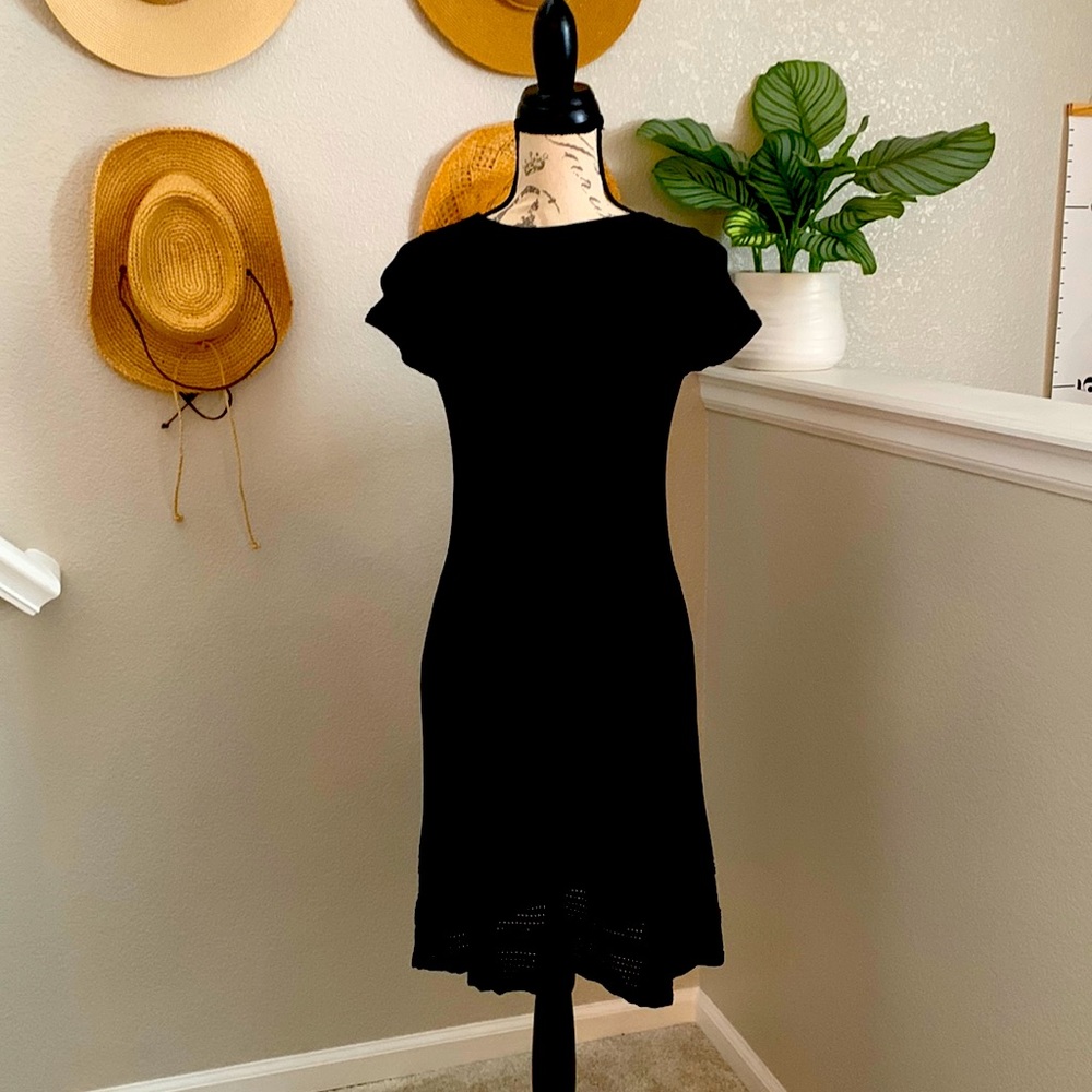 Black net, cap sleeve sweater dress!